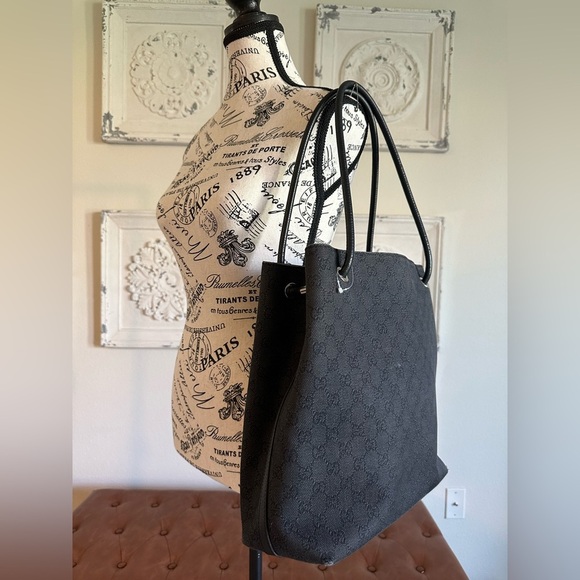 Authentic Gucci GG Canvas Leather Shoulder Handbag black - Picture 1 of 11